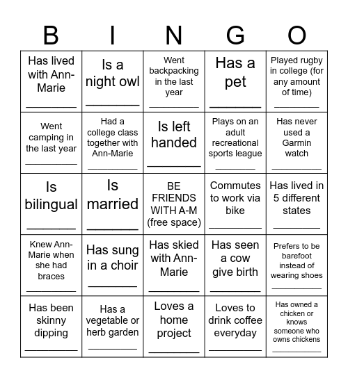 Bach Friend BINGO!! Bingo Card