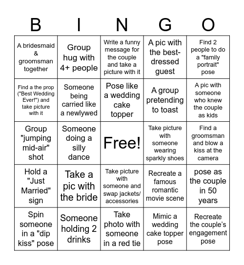 Welcome to the Wedding Bingo Card