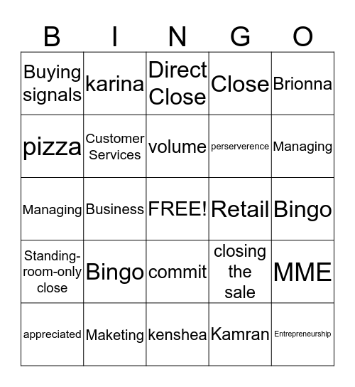 Closing Concepts And Techniques Bingo Card