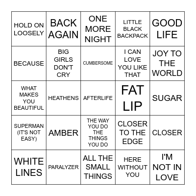NUMBER BAND NAMES Bingo Card