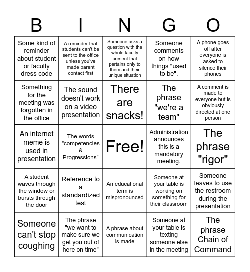 JBES 25/26 BINGO Card