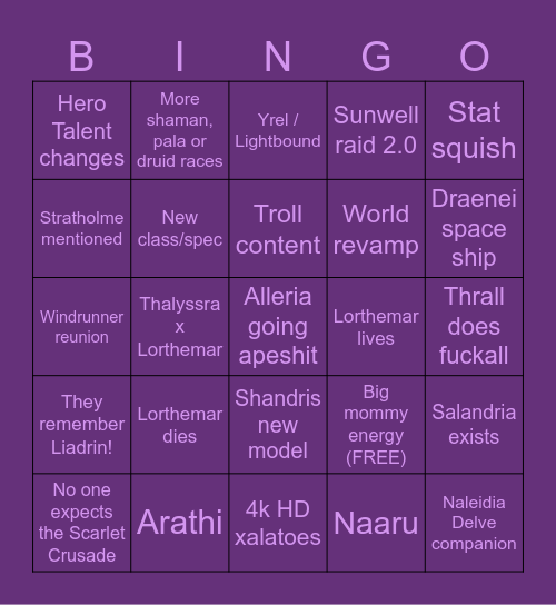 Midnight Bingo Card