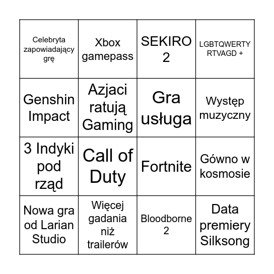 Gamescom opening live Bingo Card