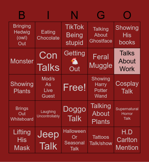 Muggle Live Bingo Card