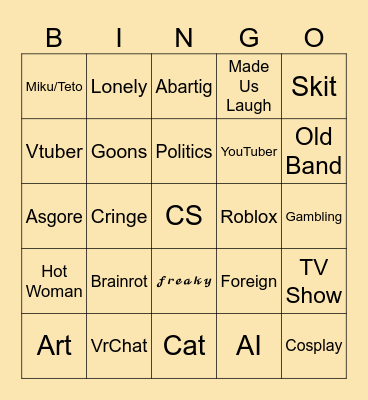 TikTok Bingo Card