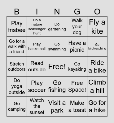 Get Outside 2.0 Bingo Card