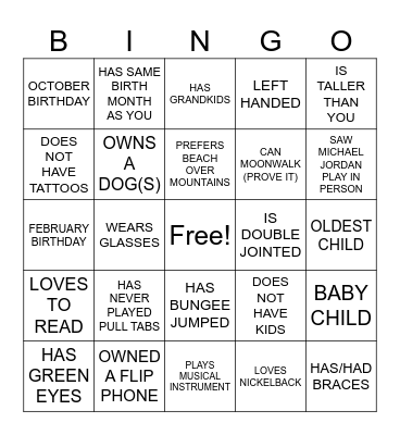 GETTING TO KNOW YOU... Bingo Card