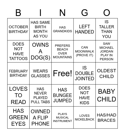 GETTING TO KNOW YOU... Bingo Card