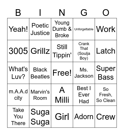 2000's Bingo Card