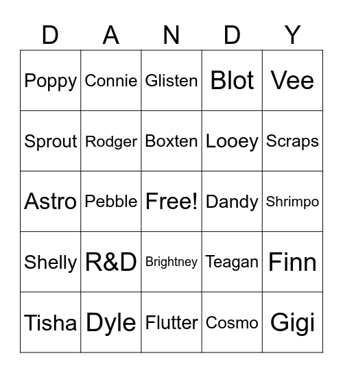 Twisted Dandy's World Bingo! Bingo Card