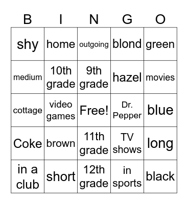 Who I Am Bingo Card