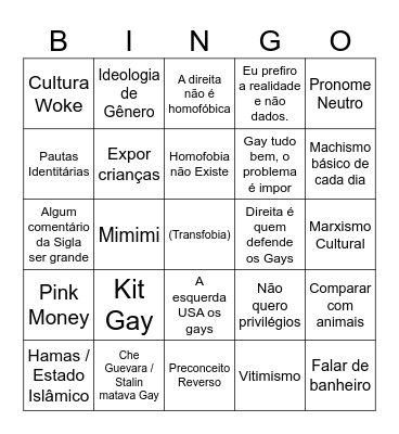 Bingo (GAY) Bingo Card