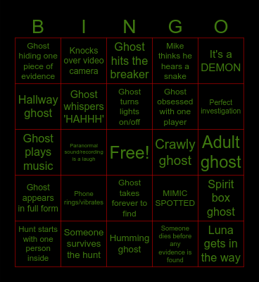 Phasmo BingoBango Bingo Card