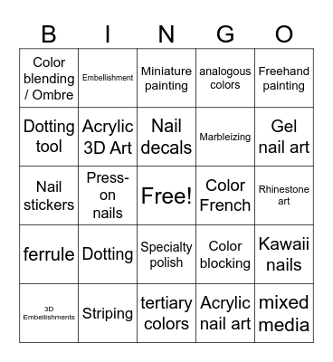 〄 Nail Art Bingo Card