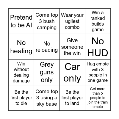 Fortnite Bingo Card