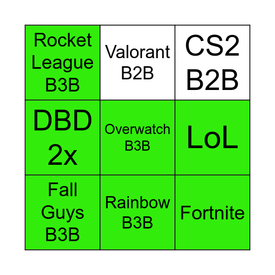 Win Challenge Bingo Card