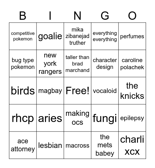 jill bingo Card
