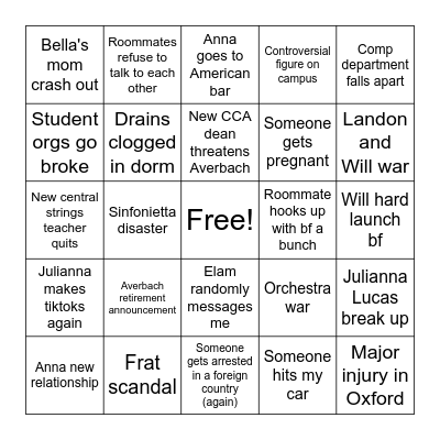 Fall 2025 Bingo Card