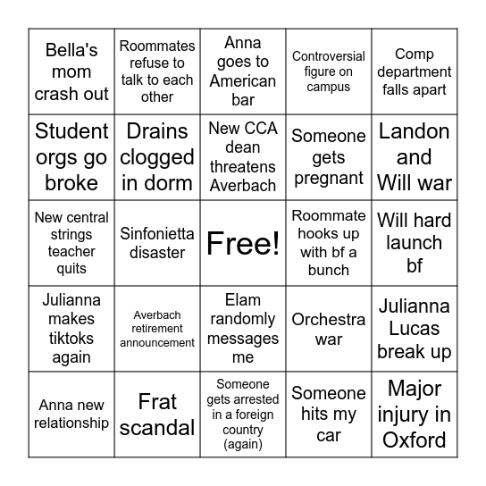 Fall 2025 Bingo Card