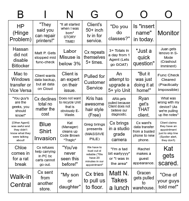 Geek Squad Bingo September Bingo Card