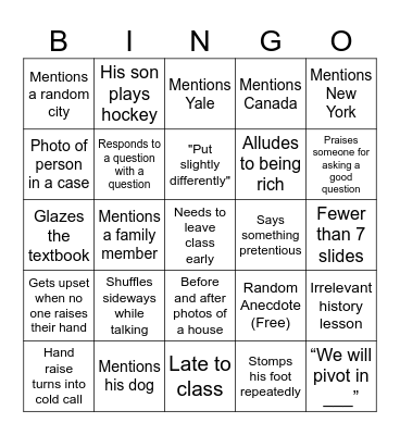 Property Bingo Card