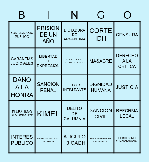 CASO KIMEL VS ARGENTINA Bingo Card