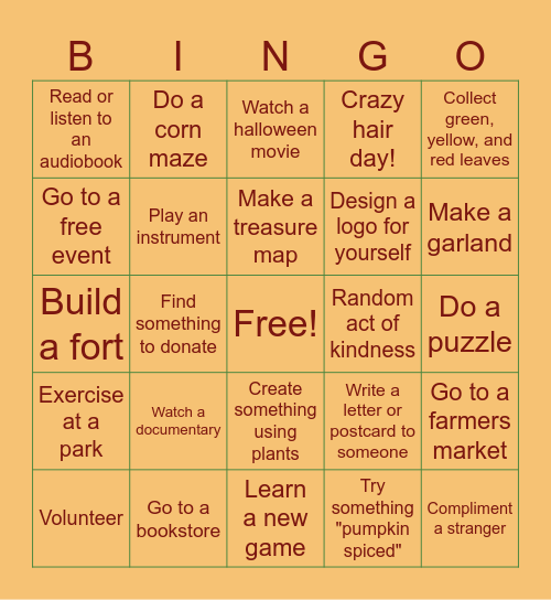 FALL BINGO Card