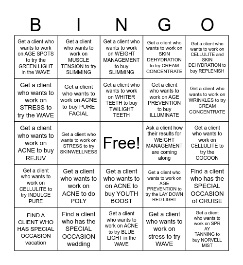 SPA BUNDLE BINGO Card
