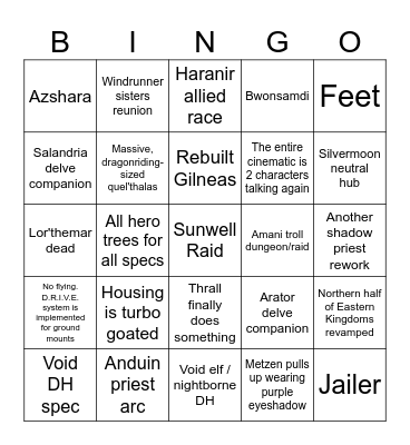 Midnight Bingo Card