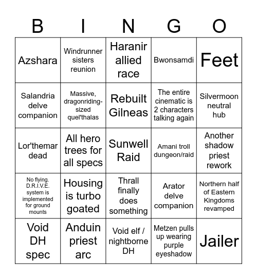 Midnight Bingo Card