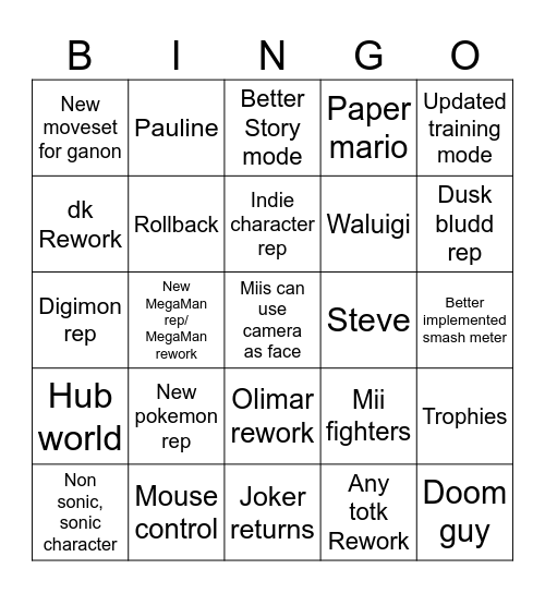 Smash bingo Card