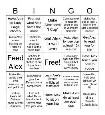 Alex's Puppet Party Bingo Card