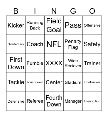 Football Bingo Card