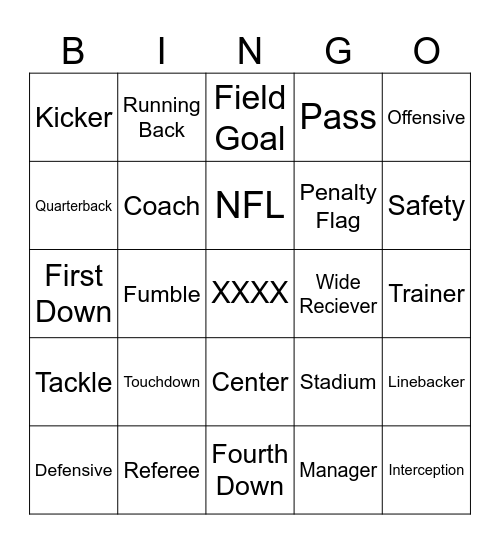 Football Bingo Card