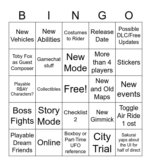 AIR RIDERS DIRECT BINGO🔥🔥🔥 Bingo Card