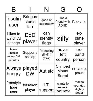Diabingo! Bingo Card