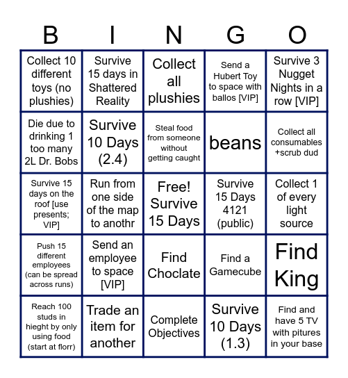 Roblox 3008 Bingo Card