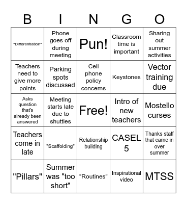 PD Bingo Card