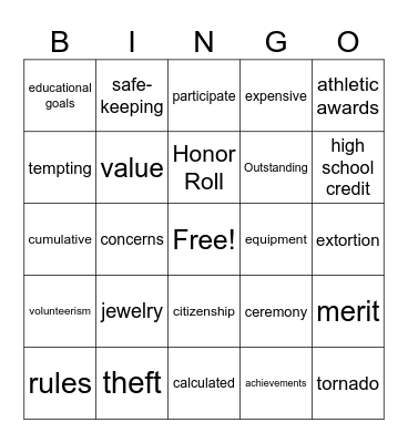 Handbook Terms 1st Hour Bingo Card