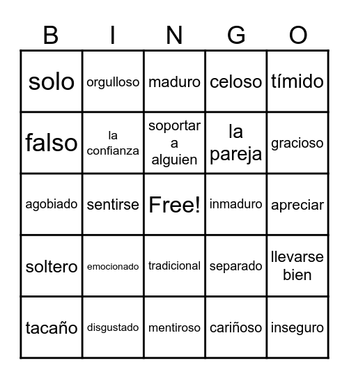 Relaciones personales Bingo Card