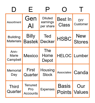 Q2FY25 Earnings Call Bingo Card
