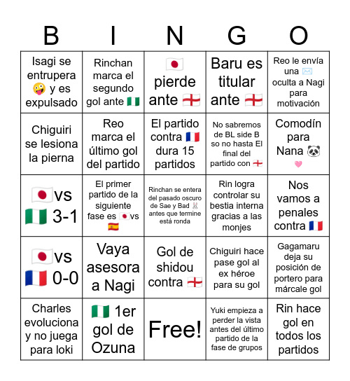 Bingo Nana Edition 📝 Bingo Card