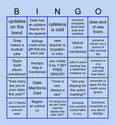 Back To School Breakfast Bingo Card