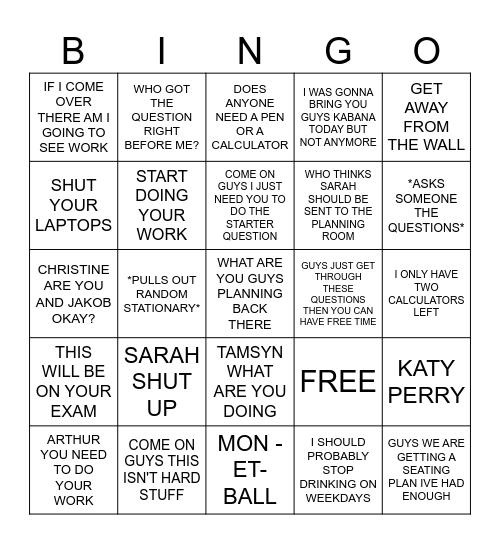 MR BARSBY BINGO Card