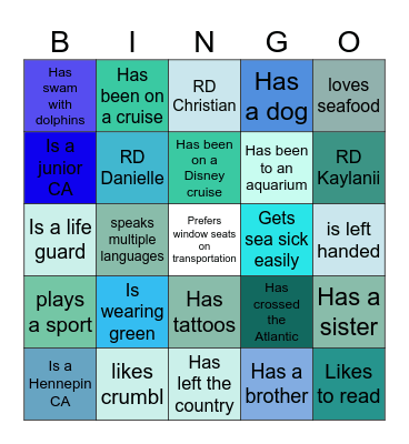 O - SEA - L Bingo Card