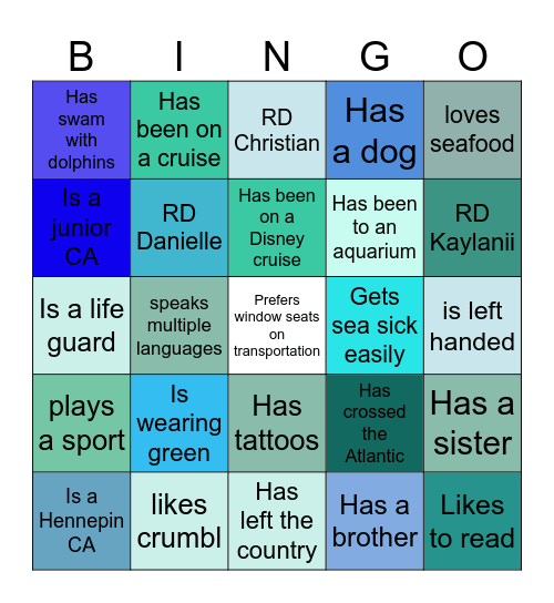 O - SEA - L Bingo Card