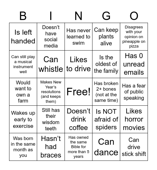 Find someone who... Bingo Card