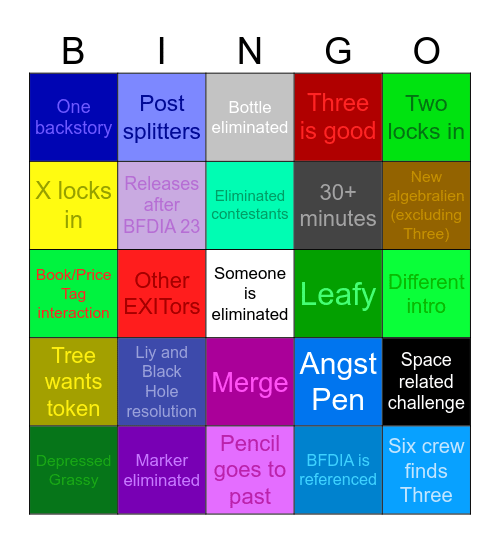 TPOT 20 Bingo Card