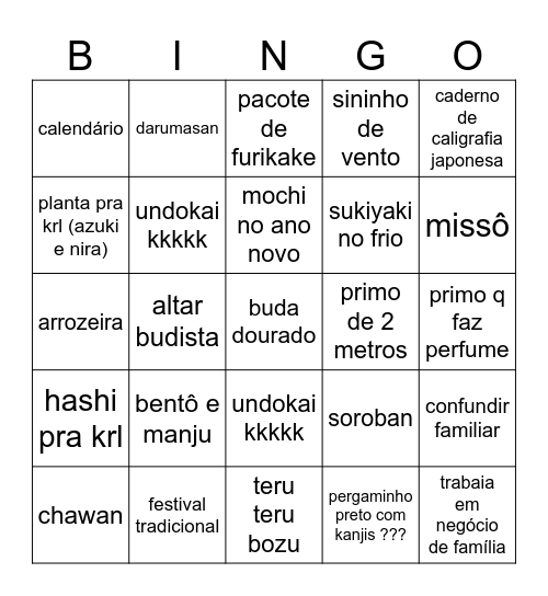 nipo brasileiros fdp kkk Bingo Card