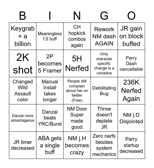 Aba Patch Bingo Card